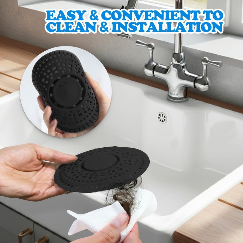 zaa Shower Drain Hair Catcher, Upgraded 2Pack Premium Silicone Drain Protector & Shower Drain Cover for Regular Floor Drains of Shower Room, Bathroom, Black - Image 5