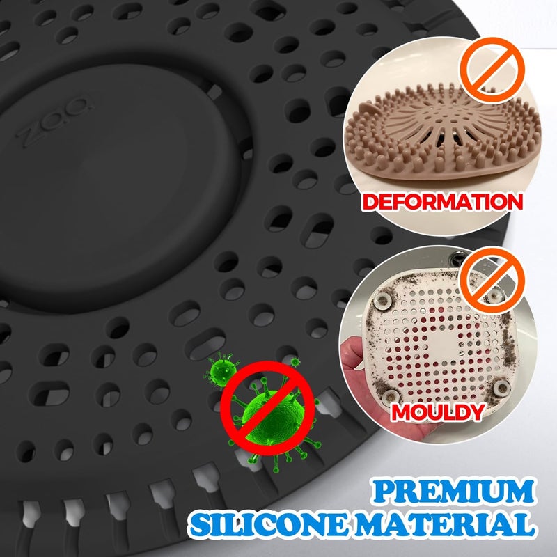 zaa Shower Drain Hair Catcher, Upgraded 2Pack Premium Silicone Drain Protector & Shower Drain Cover for Regular Floor Drains of Shower Room, Bathroom, Black - Image 4