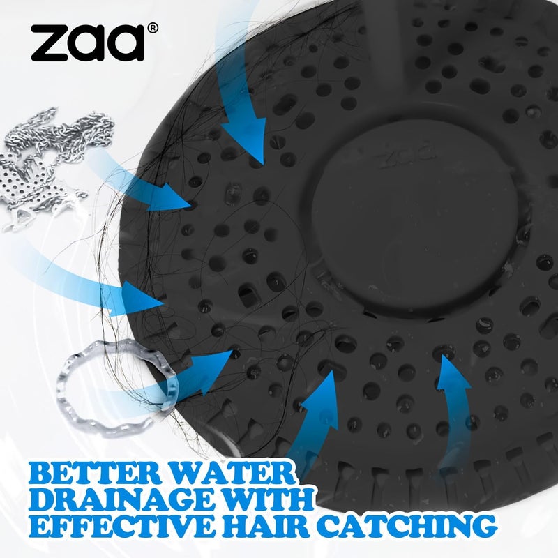 zaa Shower Drain Hair Catcher, Upgraded 2Pack Premium Silicone Drain Protector & Shower Drain Cover for Regular Floor Drains of Shower Room, Bathroom, Black - Image 2