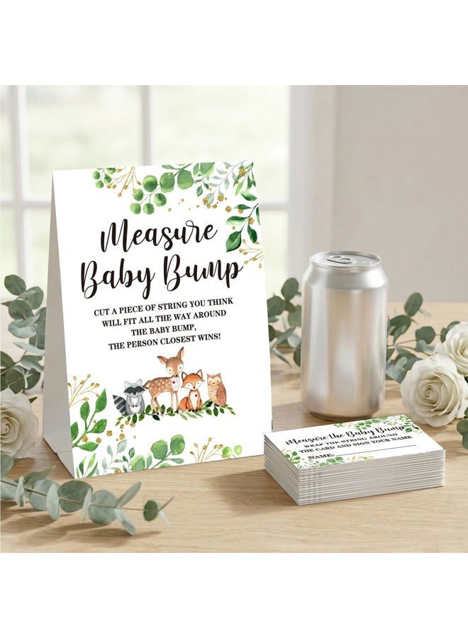 DETIHO Woodland Animal Measure The Baby Bump Baby shower Game Set，Safari Theme How Big Is Mommy's Belly Baby shower Party Game Supplies-1 Sign And 50 Cards-C02 - Image 3