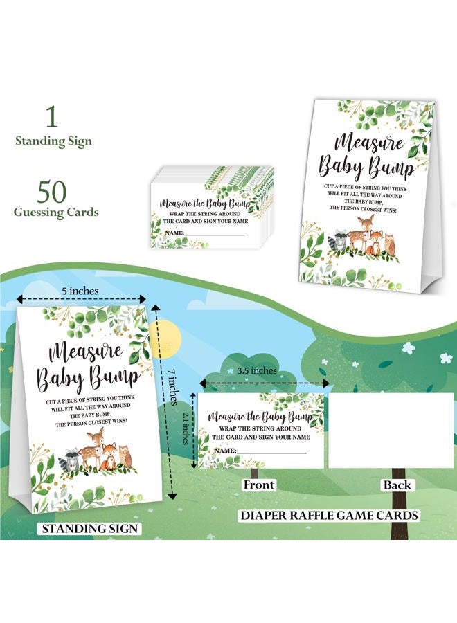 DETIHO Woodland Animal Measure The Baby Bump Baby shower Game Set，Safari Theme How Big Is Mommy's Belly Baby shower Party Game Supplies-1 Sign And 50 Cards-C02 - Image 2