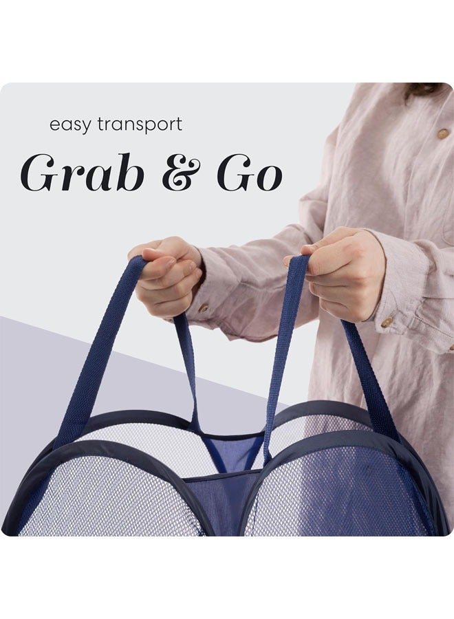 YelaJoy ﻿Foldable Laundry Basket, Pop Up Hamper with Wide Opening and Side Pocket,Carry Handle , Breathable, Sturdy, Foldable, and Space-Saving Design for Clothes and Storage. (Blue) - Image 4