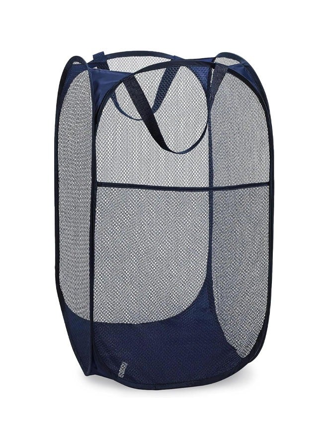YelaJoy ﻿Foldable Laundry Basket, Pop Up Hamper with Wide Opening and Side Pocket,Carry Handle , Breathable, Sturdy, Foldable, and Space-Saving Design for Clothes and Storage. (Blue) - Image 1