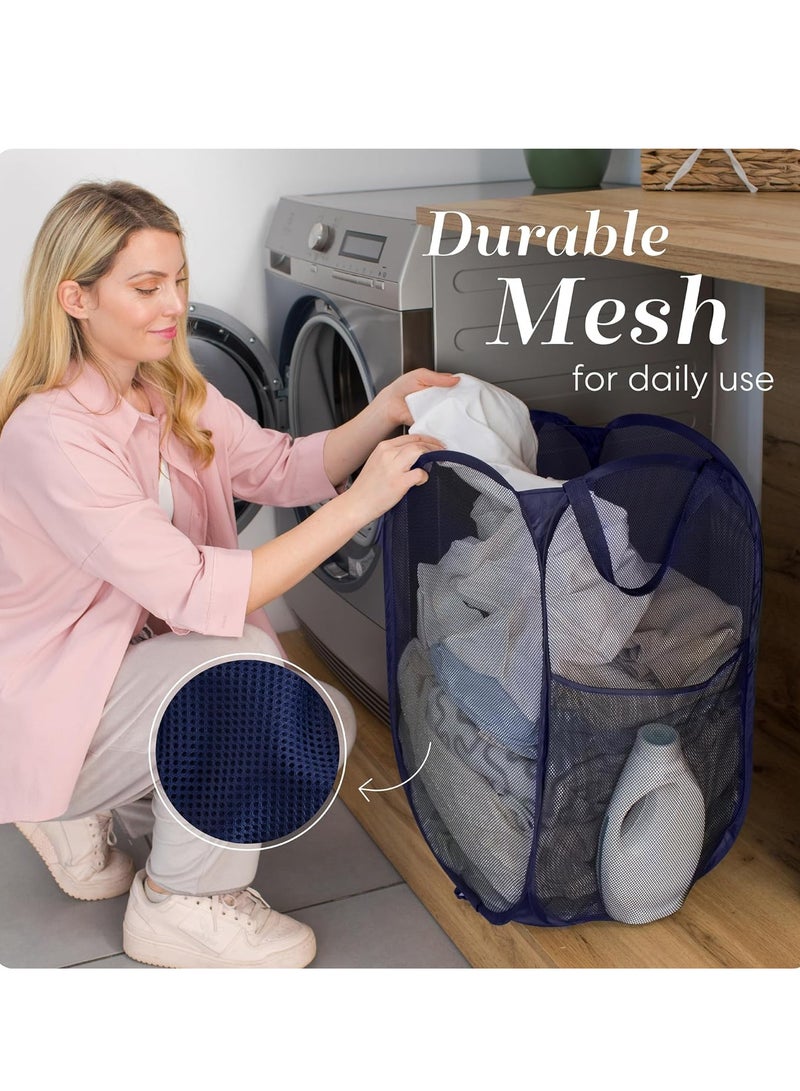 YelaJoy ﻿Foldable Laundry Basket, Pop Up Hamper with Wide Opening and Side Pocket,Carry Handle , Breathable, Sturdy, Foldable, and Space-Saving Design for Clothes and Storage. (Blue) - Image 5