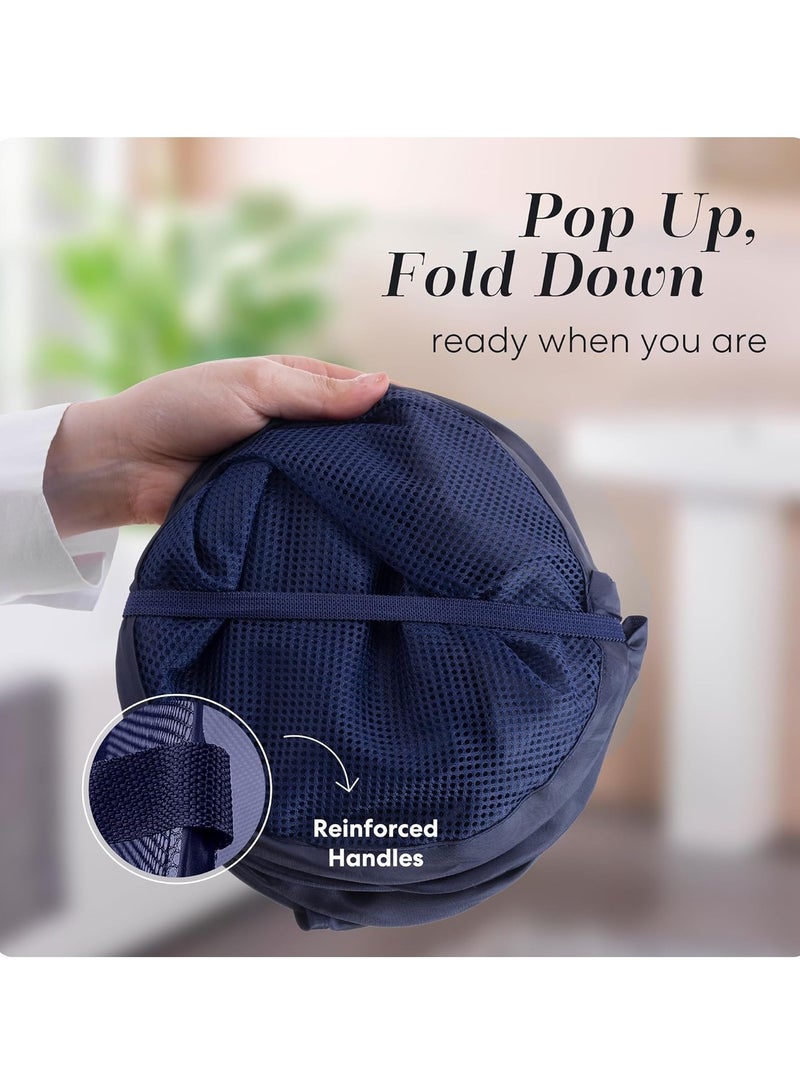 YelaJoy ﻿Foldable Laundry Basket, Pop Up Hamper with Wide Opening and Side Pocket,Carry Handle , Breathable, Sturdy, Foldable, and Space-Saving Design for Clothes and Storage. (Blue) - Image 3
