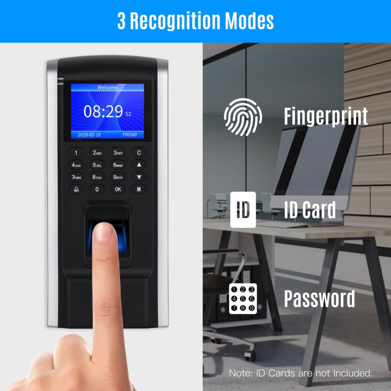 Fingerprint Access Control Time Attendance Machine Biometric Time Clock Employee Fingerprint/Password/ID Card with Software Support U Disk Export Report for Door Locks Portuguese version - Image 3