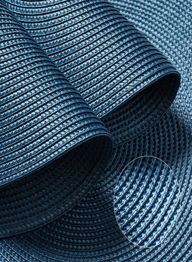 FunWheat Round Braided Placemats for Dining Room Table Washable Non Slip 15 inch Set of 8 (Blue) - Image 4