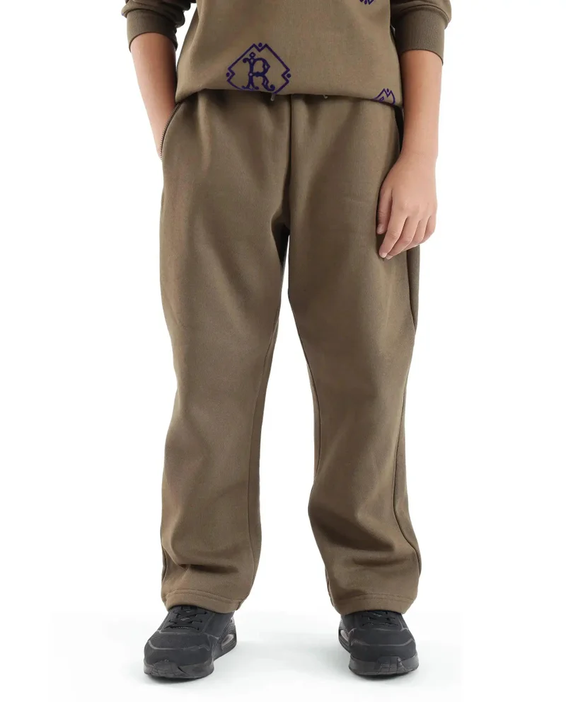 رير ونز Rare Ones Kids Rinz Olive Cotton Poly Flock Print Trackpant