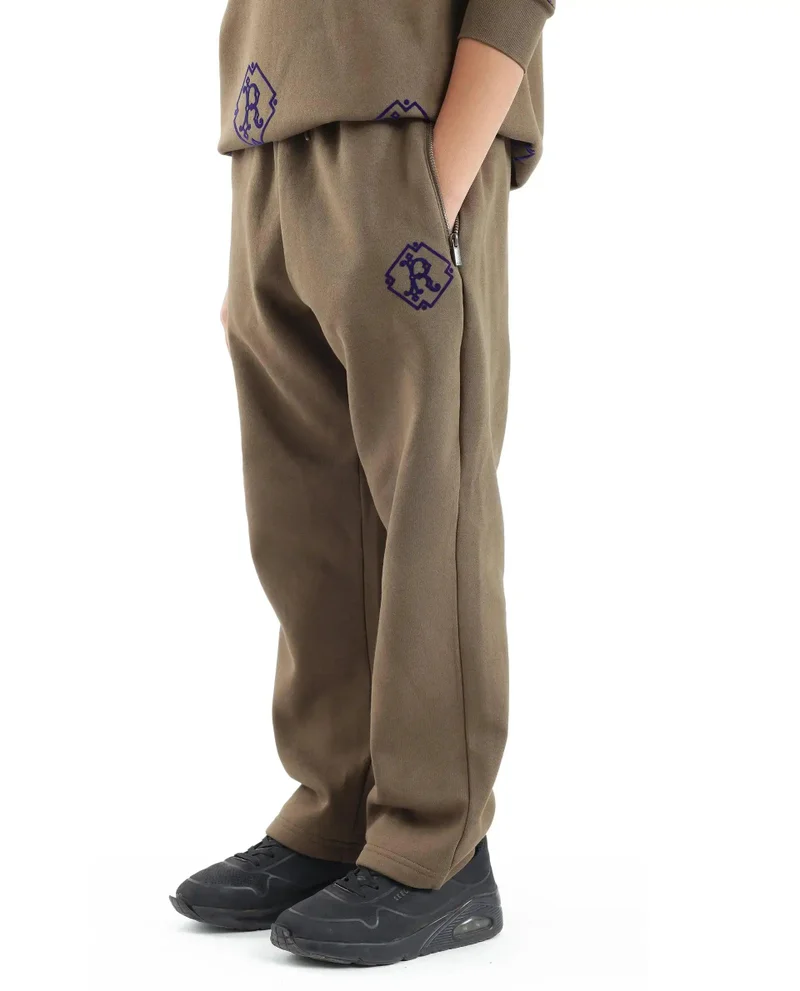 Rare Ones Rare Ones Kids Rinz Olive Cotton Poly Flock Print Trackpant