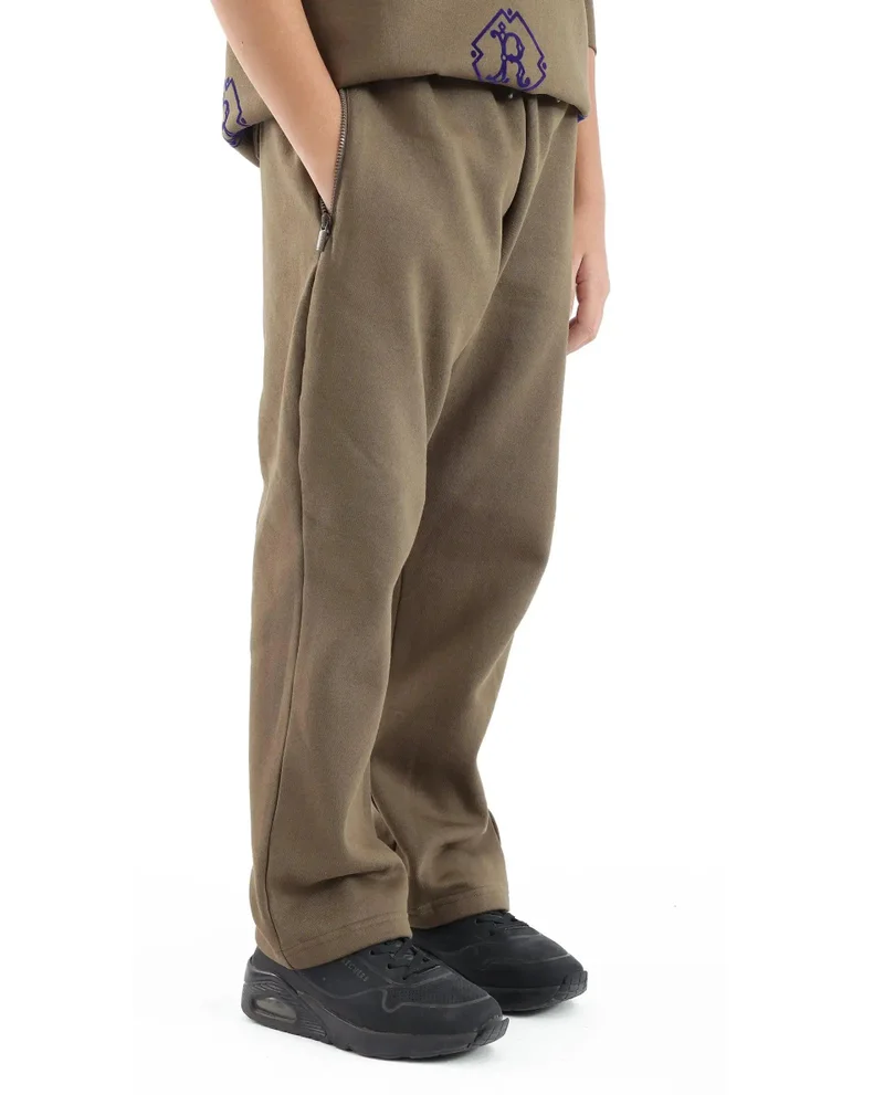Rare Ones Rare Ones Kids Rinz Olive Cotton Poly Flock Print Trackpant
