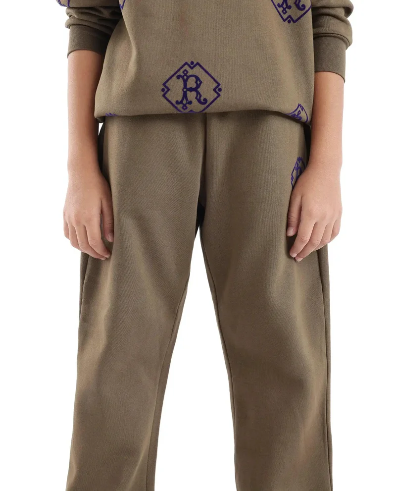 Rare Ones Rare Ones Kids Rinz Olive Cotton Poly Flock Print Trackpant