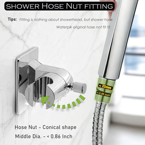 RIVOODS Handheld Shower Head Holder - No Drill - 360 Variable Adjustable - Tension Nut for Different Weight - Universal Shower Hose Fits - Wall Mounted with Strong Adhesive - (Polished Chrome) - Image 5