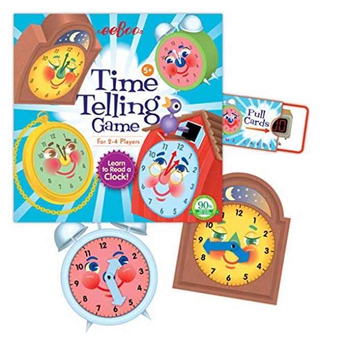 eeboo : Time Telling Game, Develops Time Telling Skills, Learn to Read a Clock, Includes a Score Pad, 4 Clocks, and 50 Game Cards, for 2 to 4 Players, Perfect for Ages 5 and up - Image 3