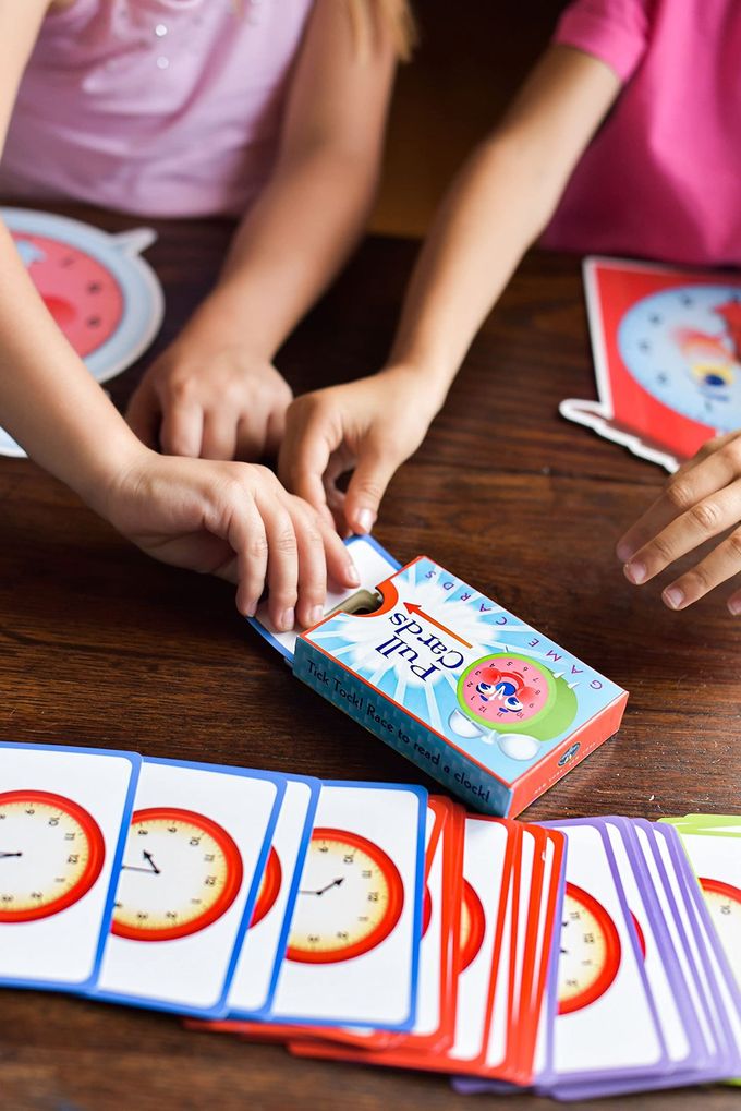 eeboo : Time Telling Game, Develops Time Telling Skills, Learn to Read a Clock, Includes a Score Pad, 4 Clocks, and 50 Game Cards, for 2 to 4 Players, Perfect for Ages 5 and up - Image 2