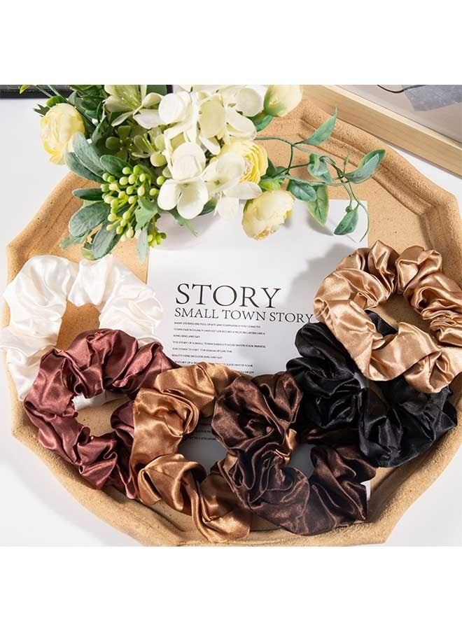 Ocean 3 Pcs Large Satin Silk Scrunchies Set, Thick Elastic Fluffy Hair Ties Ponytail Holder Jumbo Scrunchies Accessories, for Women and Girls(Multi-Color) - Image 4