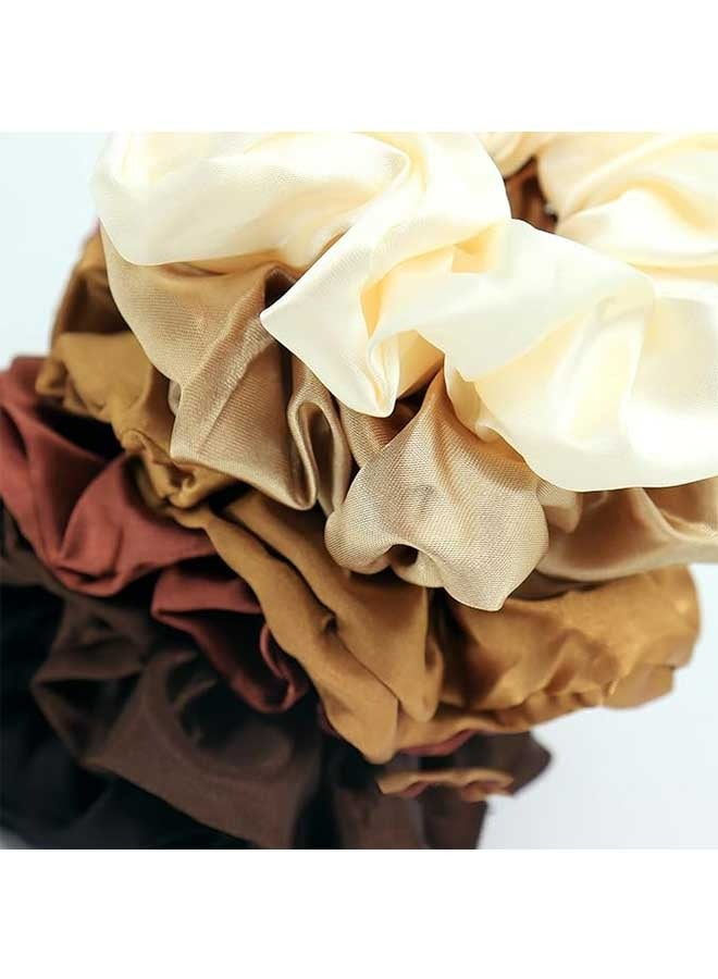 Ocean 3 Pcs Large Satin Silk Scrunchies Set, Thick Elastic Fluffy Hair Ties Ponytail Holder Jumbo Scrunchies Accessories, for Women and Girls(Multi-Color) - Image 2