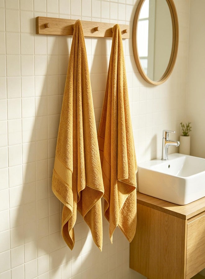COZYART طقم مناشف حمام كوزي آرت، 6 قطع، قطن تركي 100%، 650 غرام/متر مربع، مناشف فائقة النعومة وعالية الامتصاص بجودة فندقية للحمام، لون ذهبي خردلي - Image 4