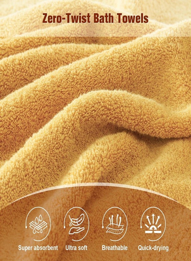 COZYART طقم مناشف حمام كوزي آرت، 6 قطع، قطن تركي 100%، 650 غرام/متر مربع، مناشف فائقة النعومة وعالية الامتصاص بجودة فندقية للحمام، لون ذهبي خردلي - Image 3