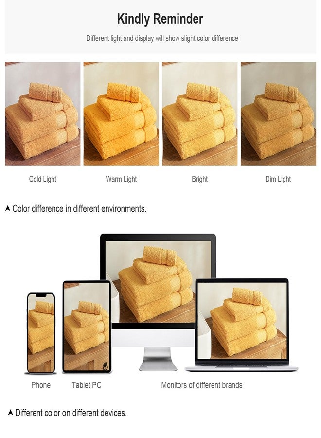 COZYART طقم مناشف حمام كوزي آرت، 6 قطع، قطن تركي 100%، 650 غرام/متر مربع، مناشف فائقة النعومة وعالية الامتصاص بجودة فندقية للحمام، لون ذهبي خردلي - Image 5