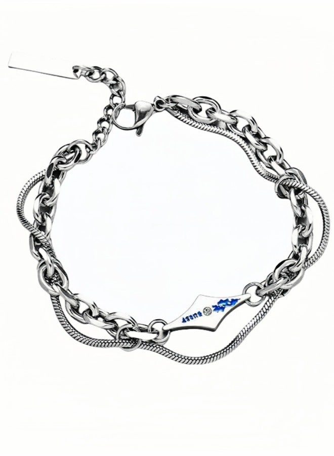 Titanium Steel Bracelet For Men, Double-layer Fashionable Bracelet Accessory - Image 3