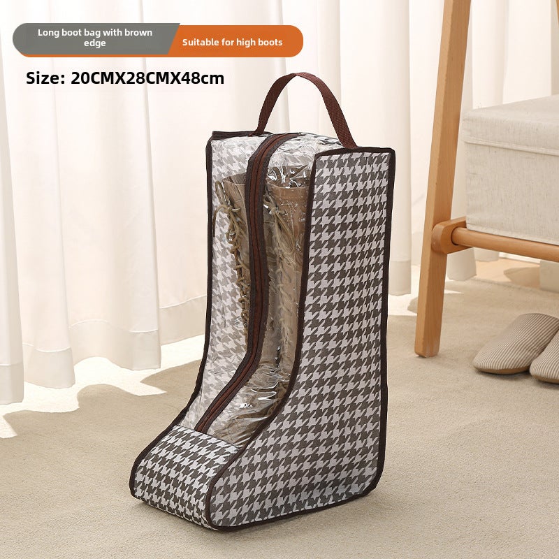 Transparent shoes storage bag travel shoes dust bag household moisture-proof waterproof boots finishing bag storage artifactBlack and white "28*20*48cm] Black and white "28*20*48cm] 