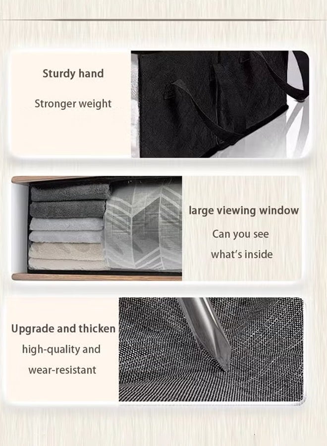 Large Storage Bags, Foldable Non-woven Fabric Closet Storage Bag, Closet Organizer, Clothing Storage Box With Reinforced Handles, Sturdy Zipper And Transparent Window For Quilts, Clothing, Bedding, Grey - Image 5