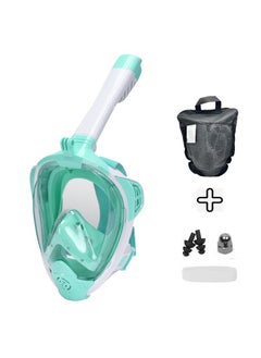 Generic Silicone Diving Mask Full Dry Snorkelling Mask, Adult and Child, White Green  - Image 1