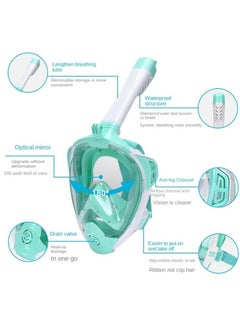 Generic Silicone Diving Mask Full Dry Snorkelling Mask, Adult and Child, White Green  - Image 2