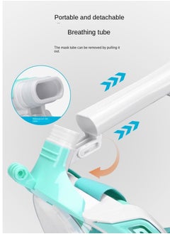 Generic Silicone Diving Mask Full Dry Snorkelling Mask, Adult and Child, White Green  - Image 3