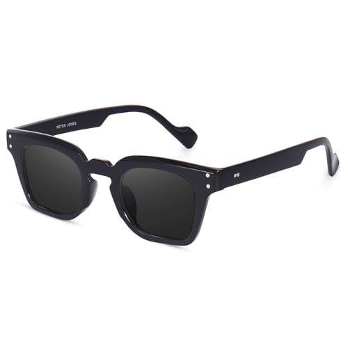Peter Jones Black Square Unisex UV Protected Wide Frame Sunglasses (5668B) - Image 1
