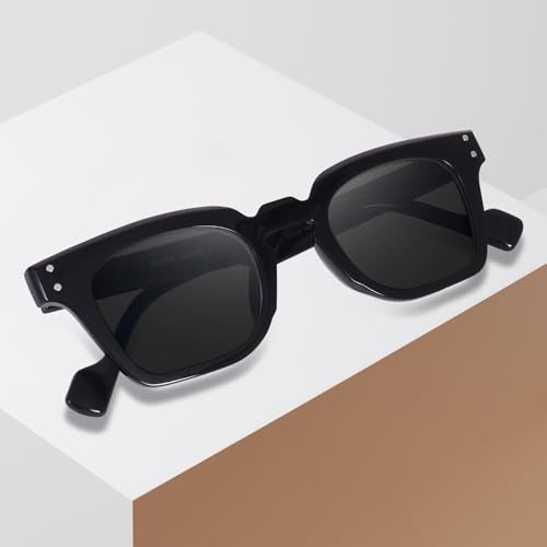 Peter Jones Black Square Unisex UV Protected Wide Frame Sunglasses (5668B) - Image 2