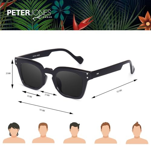 Peter Jones Black Square Unisex UV Protected Wide Frame Sunglasses (5668B) - Image 4