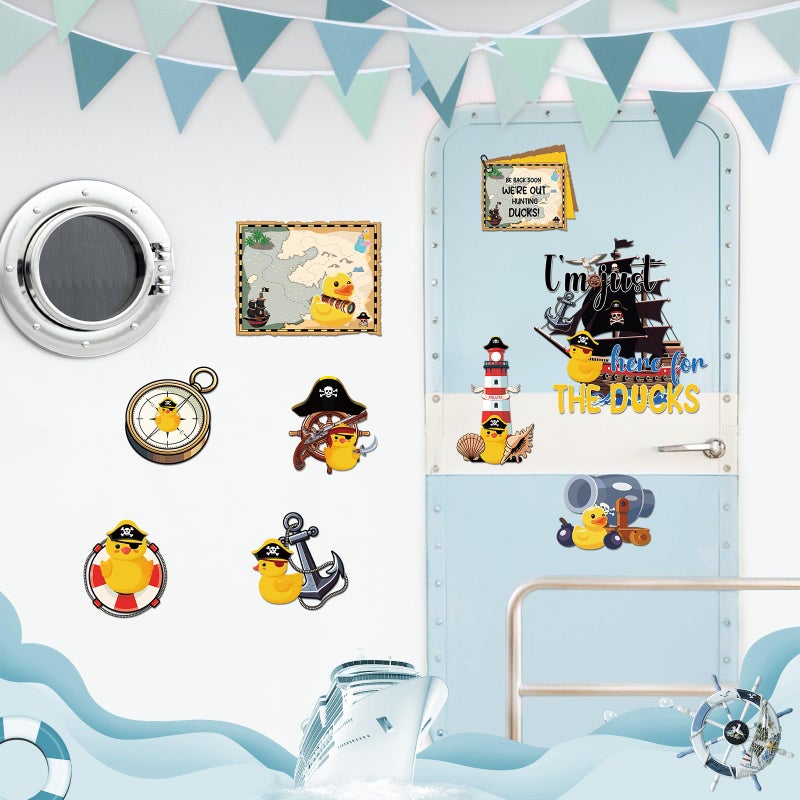 Dazoratix Pirate Duck Cruise Magnets - 9 Pcs Funny Ship Cabin Decorations Magnetic Stickers Personalized Anchor Stateroom Decals Carnival Birthday Party Decor Refrigerator Decorative Car Accessories - Image 4