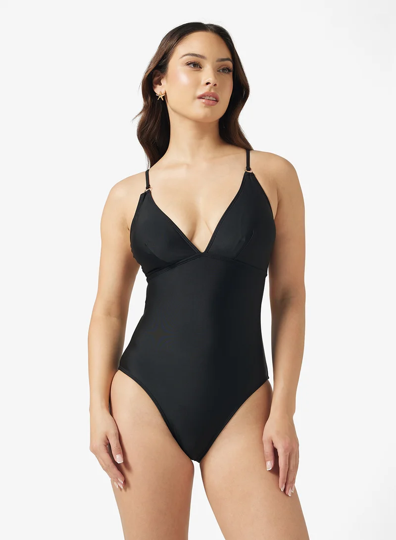 Ginger Plunge Neck Back Cutout Detail Swimsuit