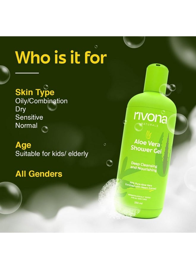 RIVONA NATURALS - Aloe Vera Shower Gel With Neem And Vitamin E Moisturzing And Refreshing Body Wash For Men & Women For Dry Skin250 Ml - Image 1