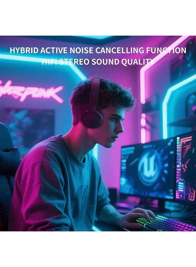 ريدراجون سماعة ألعاب لاسلكية H610 لجهاز PS5 و PS4 و PC و Mac و NS - بلوتوث 5.3 مع تقنية إلغاء الضوضاء النشطة، بطارية 50 ساعة، خفيفة الوزن، سماعات فوق الأذن مع ميكروفون مدمج، باللون الأسود - Image 5