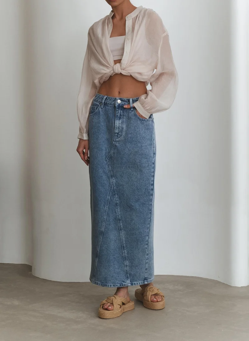 Lichi Denim maxi skirt