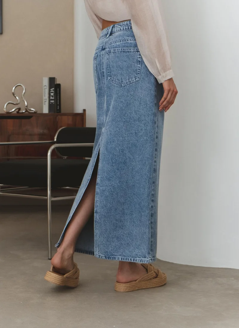 Lichi Denim maxi skirt