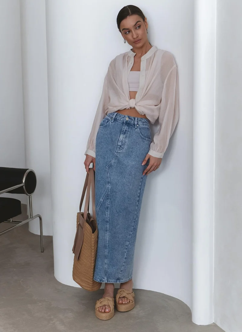 Lichi Denim maxi skirt
