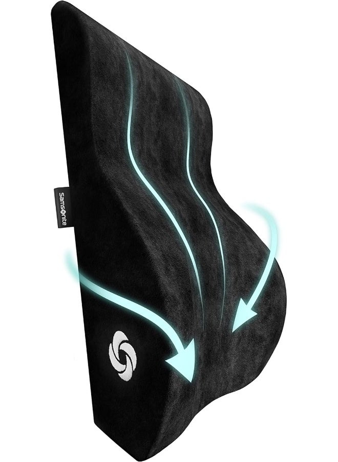Samsonite SAMSONITE Back Support Lumbar Pillow for Office Chair or Car Seat [HIGH GRADE - MEMORY FOAM] Boost your Back Comfort Zone Versatile Use Supportive Cushion with Soft Plush Cover  - Image 1