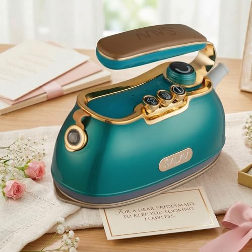 SALAV® Retro Edition Duopress Handheld Garment Steamer & Iron, Ceramic Plate, 1000W, No Drip Steam, Vertical & Horizontal Steam, Emerald - Removes Wrinkles & Refreshes Clothes, Vintage Style - Image 2