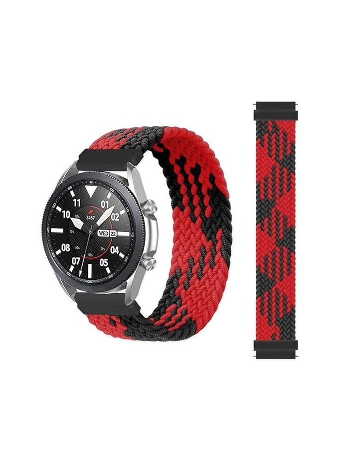 سوار رياضي مجدول متوافق مع ساعة Samsung Galaxy Watch Active/Active2 40 مم 44 مم/Galaxy Watch 42 مم، حزام رياضي مرن Galaxy Watch 4 40 مم 42 مم 44 مم حزام ساعة قابل للتمدد 20 مم (متوسط، أسود وأحمر) - Image 2
