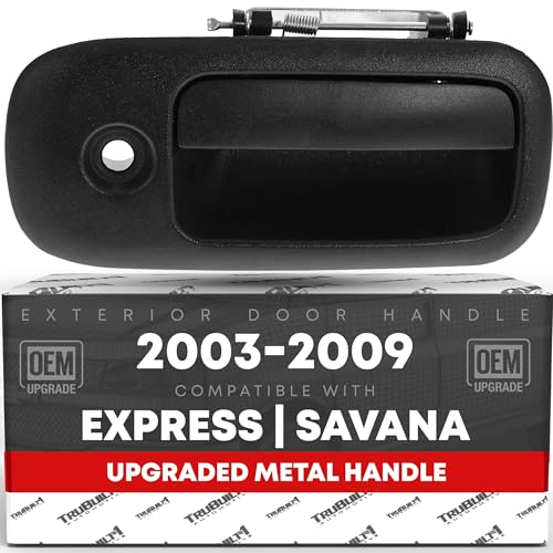 T1A Exterior Rear Passenger Hinged Door Handle Upgraded Metal Compatible with 20032009 Chevrolet Express 0309 GMC Savana 1500 2500 3500 Textured Black OEM 25866285MT 10359098 25866285 80279 - Image 1