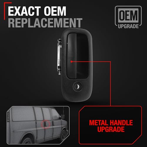 T1A Exterior Rear Passenger Hinged Door Handle Upgraded Metal Compatible with 20032009 Chevrolet Express 0309 GMC Savana 1500 2500 3500 Textured Black OEM 25866285MT 10359098 25866285 80279 - Image 3