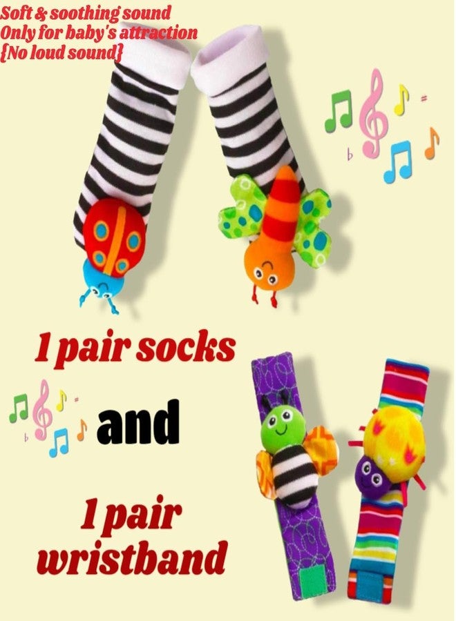 KRYLAR Cotton Wrist Rattle Foot and Hand Finder Socks Set for Baby Soft Sensory Development Toys for 0-36 Months Animal Sock Washable,skinfriendly,Non-Toxic,Ideal for Newborn Gift for Boys & Girls - Image 4