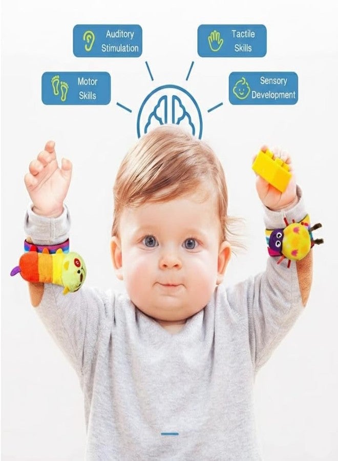 KRYLAR Cotton Wrist Rattle Foot and Hand Finder Socks Set for Baby Soft Sensory Development Toys for 0-36 Months Animal Sock Washable,skinfriendly,Non-Toxic,Ideal for Newborn Gift for Boys & Girls - Image 5