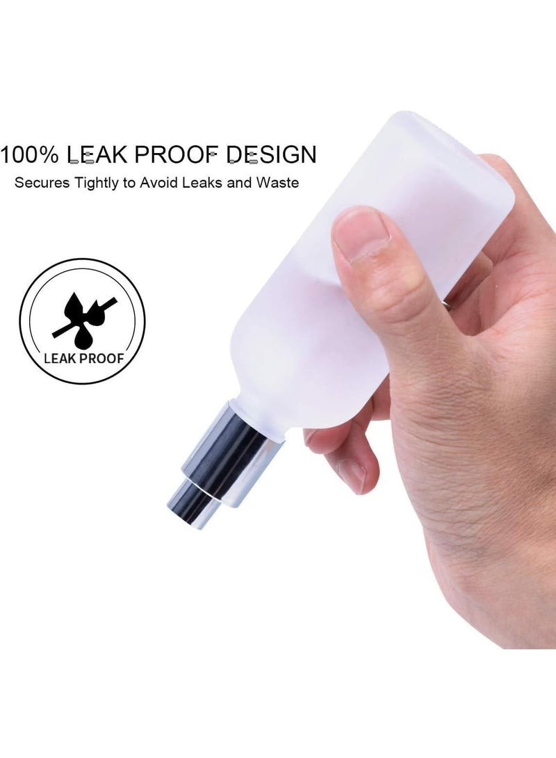 2 Pcs 100ml Frosted Glass Spray Bottles, Refillable Mist Sprayer with Cap, Leak Proof Portable Travel Bottles for Perfume, Essential Oils, Toner, Hair Spray, Silver - Image 4