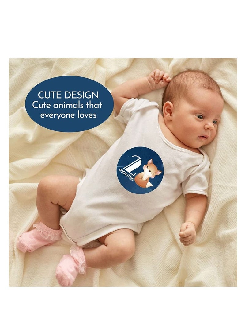 SYOSI Baby Monthly Stickers Animals Baby Milestone Stickers Jungle Newborn Stickers Month Stickers for Baby Boy Gender Neutral Unisex Newborn Monthly Milestones (Set of 32) - Image 3