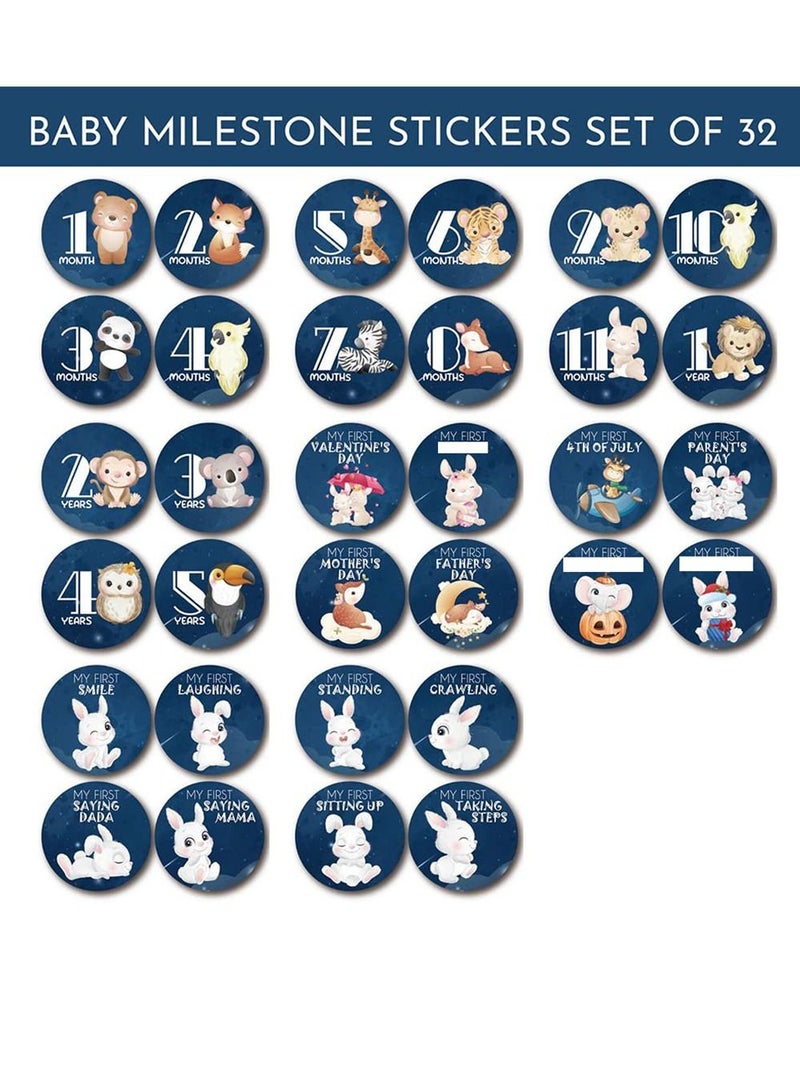 SYOSI Baby Monthly Stickers Animals Baby Milestone Stickers Jungle Newborn Stickers Month Stickers for Baby Boy Gender Neutral Unisex Newborn Monthly Milestones (Set of 32) - Image 5