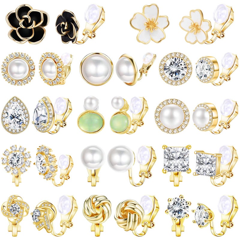 NEWITIN 16 Pairs Clip On Earrings for Women Cute Earring Charming Fashion Dangle Drop Earring Non Piercing Clip on Dangle Earrings for Women - Image 1